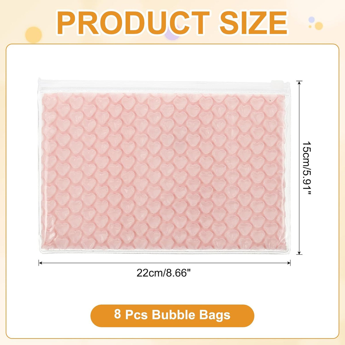 8pcs Clear Bubble Bags Heart Bubble Wrapping Pouches Zipper Packing Cushioning Bag(6 x 9 Inch) - Lightweight & Economic, for Mailing Shipping Packaging Storage, Light Pink