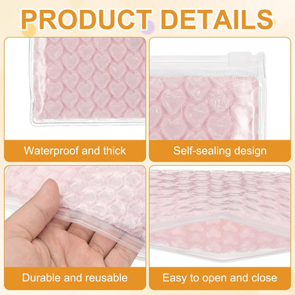 8pcs Clear Bubble Bags Heart Bubble Wrapping Pouches Zipper Packing Cushioning Bag(6 x 9 Inch) - Lightweight & Economic, for Mailing Shipping Packaging Storage, Light Pink