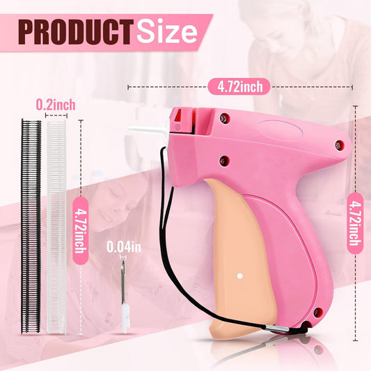 Stitch Gun for Clothes - Handheld Stitch Gun Quick Clothing Fixer - Tagging Gun for Clothing, Sewing Kit-Includes 6 Needle, 1000 Black Fasteners & 1000 White Fasteners (Pink Orange)