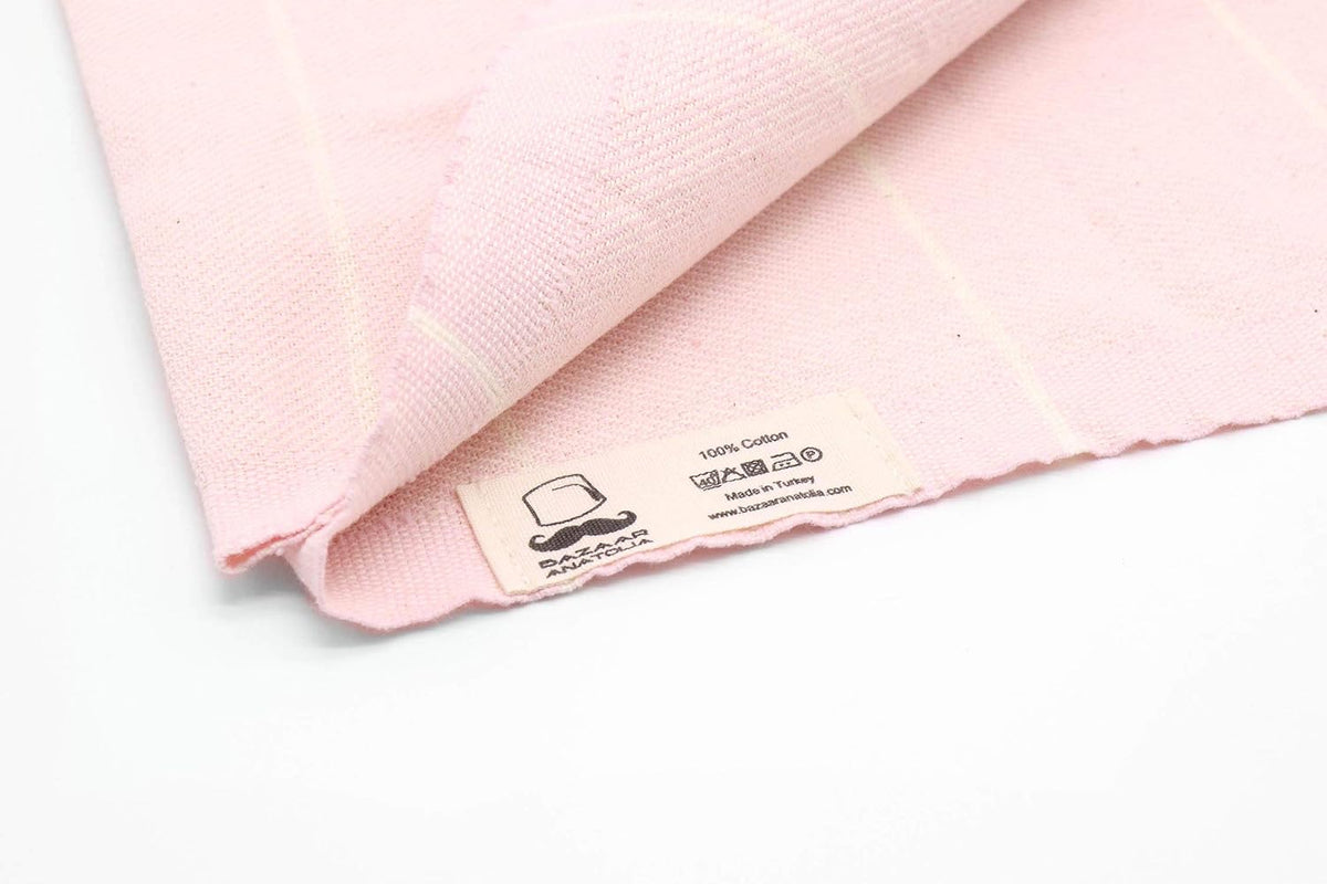 Turkish Hand Towels Set of 4, Cotton, 39x19 in, Stripe Pink