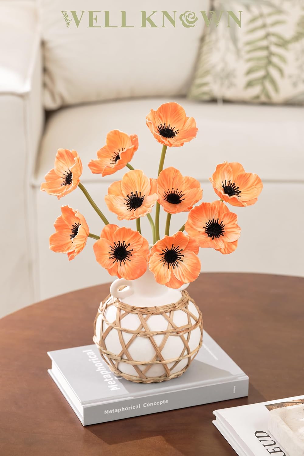10pcs Real Touch Flowers 10.9" PU Poppy Artificial Flowers with Stems for Graduation Wedding Flower Bouquets Veterans Day Home Kitchen Table Centerpieces Decorations (Peach)