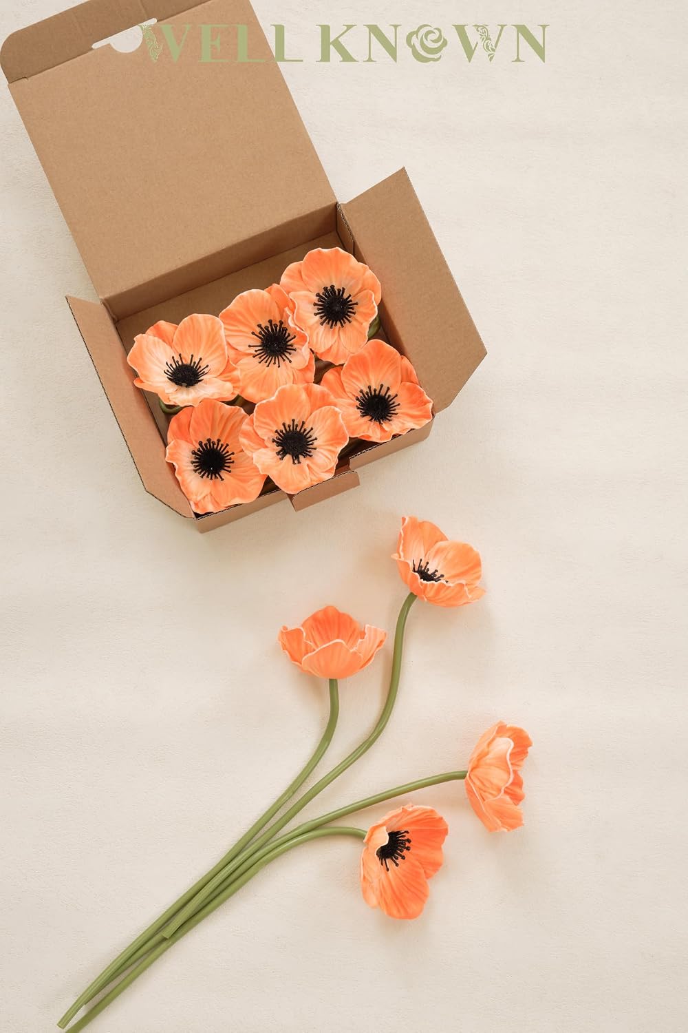 10pcs Real Touch Flowers 10.9" PU Poppy Artificial Flowers with Stems for Graduation Wedding Flower Bouquets Veterans Day Home Kitchen Table Centerpieces Decorations (Peach)