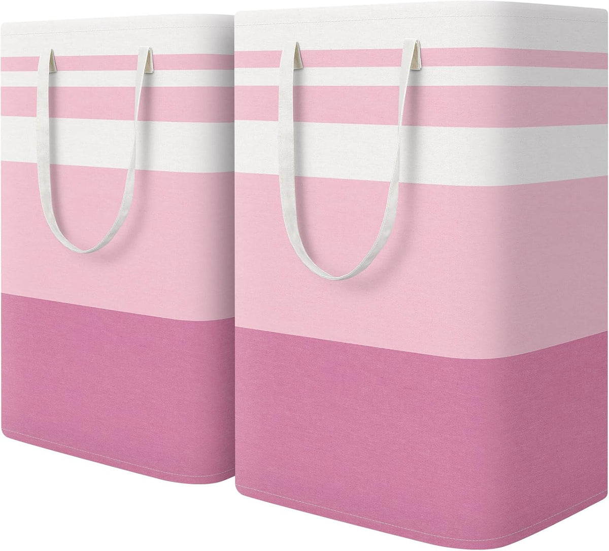 2 Pack Large Laundry Baskets, Laundry Hampers Bags (Pink 75Lx2)