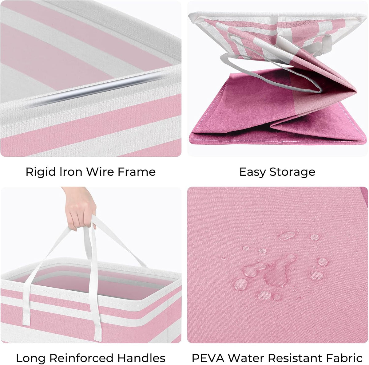 2 Pack Large Laundry Baskets, Laundry Hampers Bags (Pink 75Lx2)