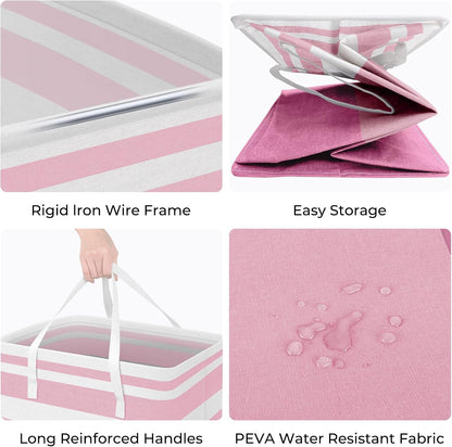 2 Pack Large Laundry Baskets, Laundry Hampers Bags (Pink 75Lx2)