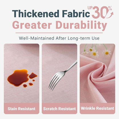 Table Cloth (Fits 8 Foot Table) Rectangle Linen Waterproof Textured Light Pink Tablecloth, Washable Wrinkle Free Spill Proof Fabric Tablecloths for Dining Table Farmhouse, 60x104 Inch