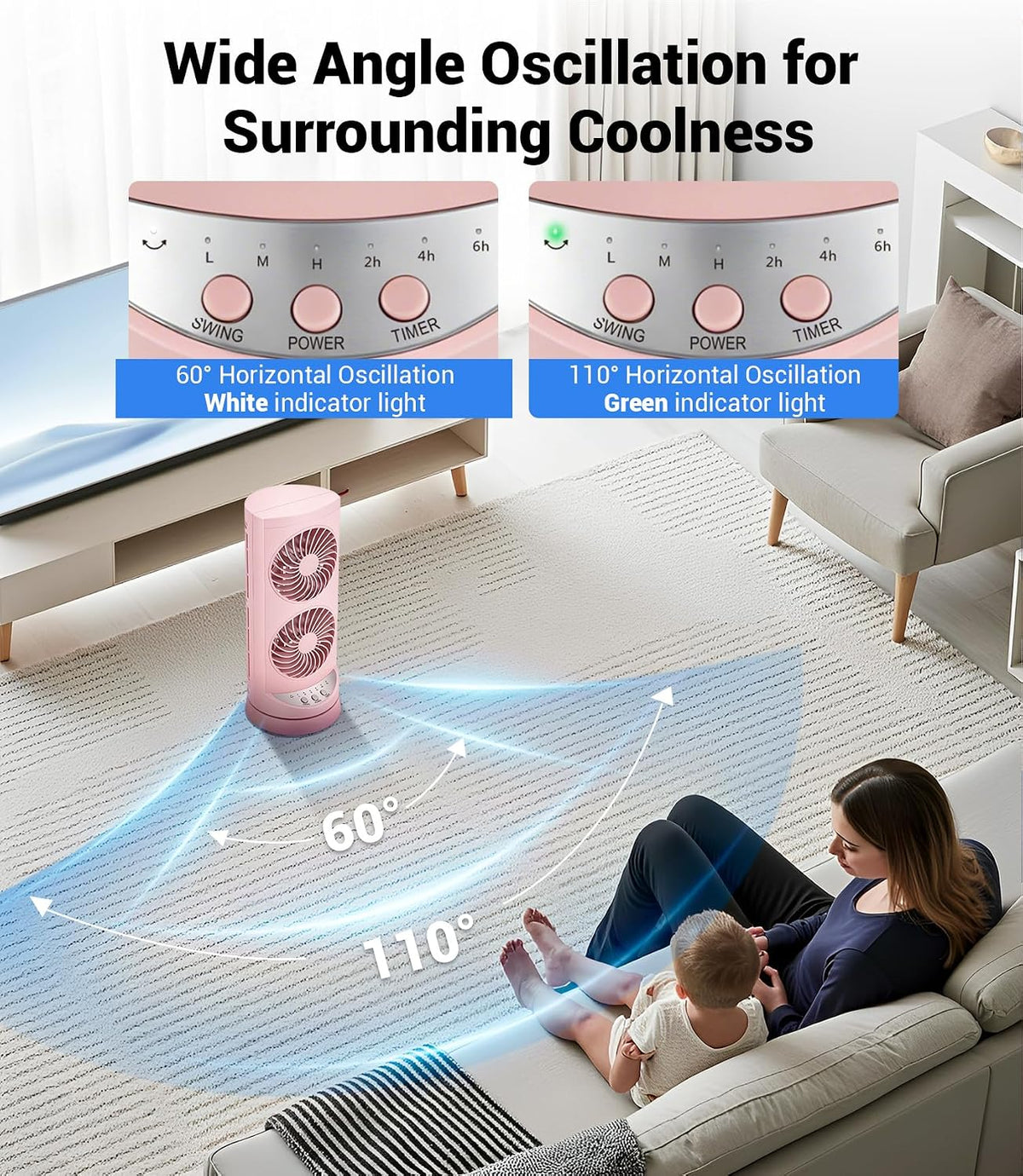 Personal Tower Cooling Fans that Blow Cold Air,25dB Quiet Fan with 24ft/s