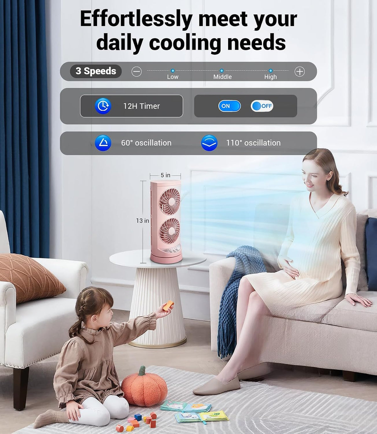 Personal Tower Cooling Fans that Blow Cold Air,25dB Quiet Fan with 24ft/s