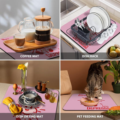 GZD More Espresso Less Depresso Coffee Mat - Hot Pink Espresso Coffee Bar Mat, 16x17.5 Inch, 062-JL-GZD-01