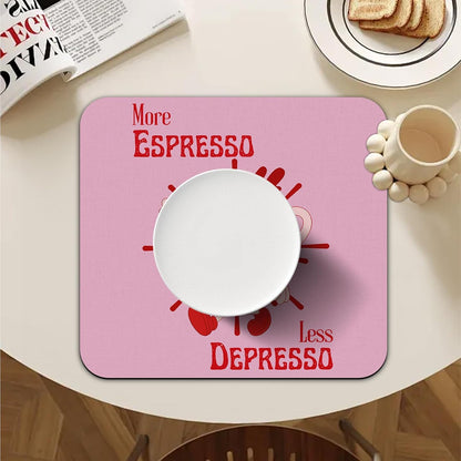GZD More Espresso Less Depresso Coffee Mat - Hot Pink Espresso Coffee Bar Mat, 16x17.5 Inch, 062-JL-GZD-01