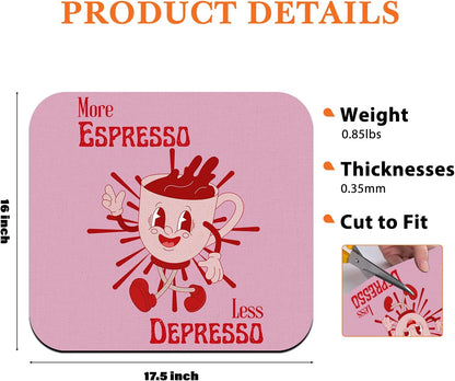 GZD More Espresso Less Depresso Coffee Mat - Hot Pink Espresso Coffee Bar Mat, 16x17.5 Inch, 062-JL-GZD-01