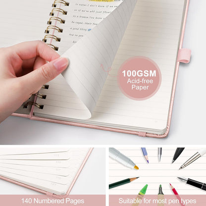 Lined Spiral Journal Notebook, 140 Pages, A5 (5.7" x 8.3")