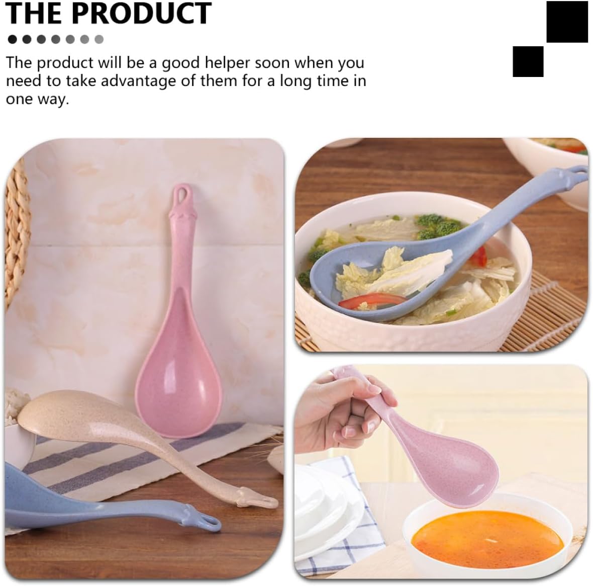 4pcs Long Handle Soup Spoons for Porridge and Dessert