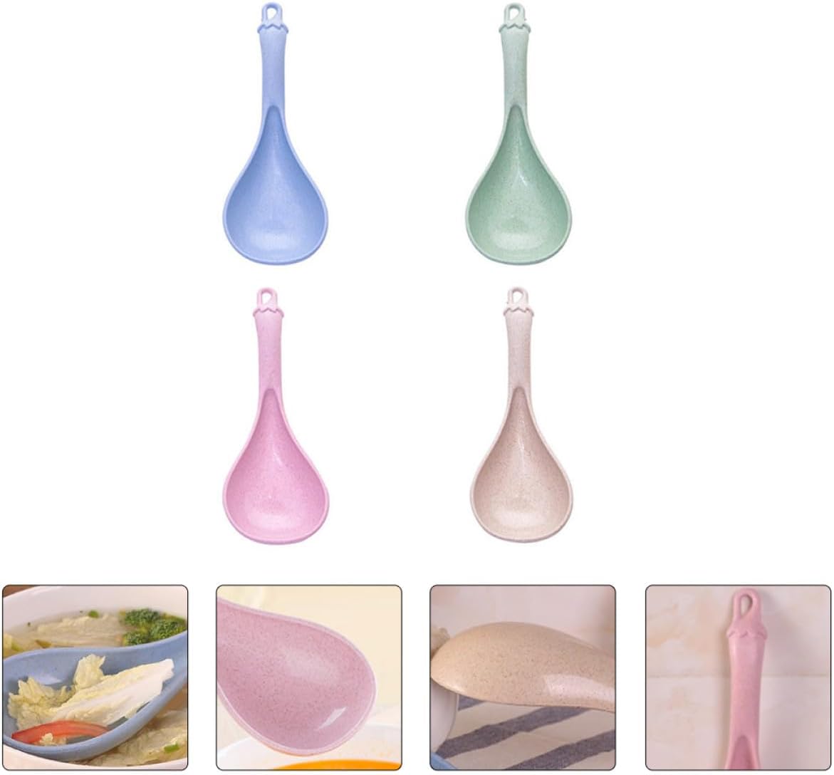 4pcs Long Handle Soup Spoons for Porridge and Dessert