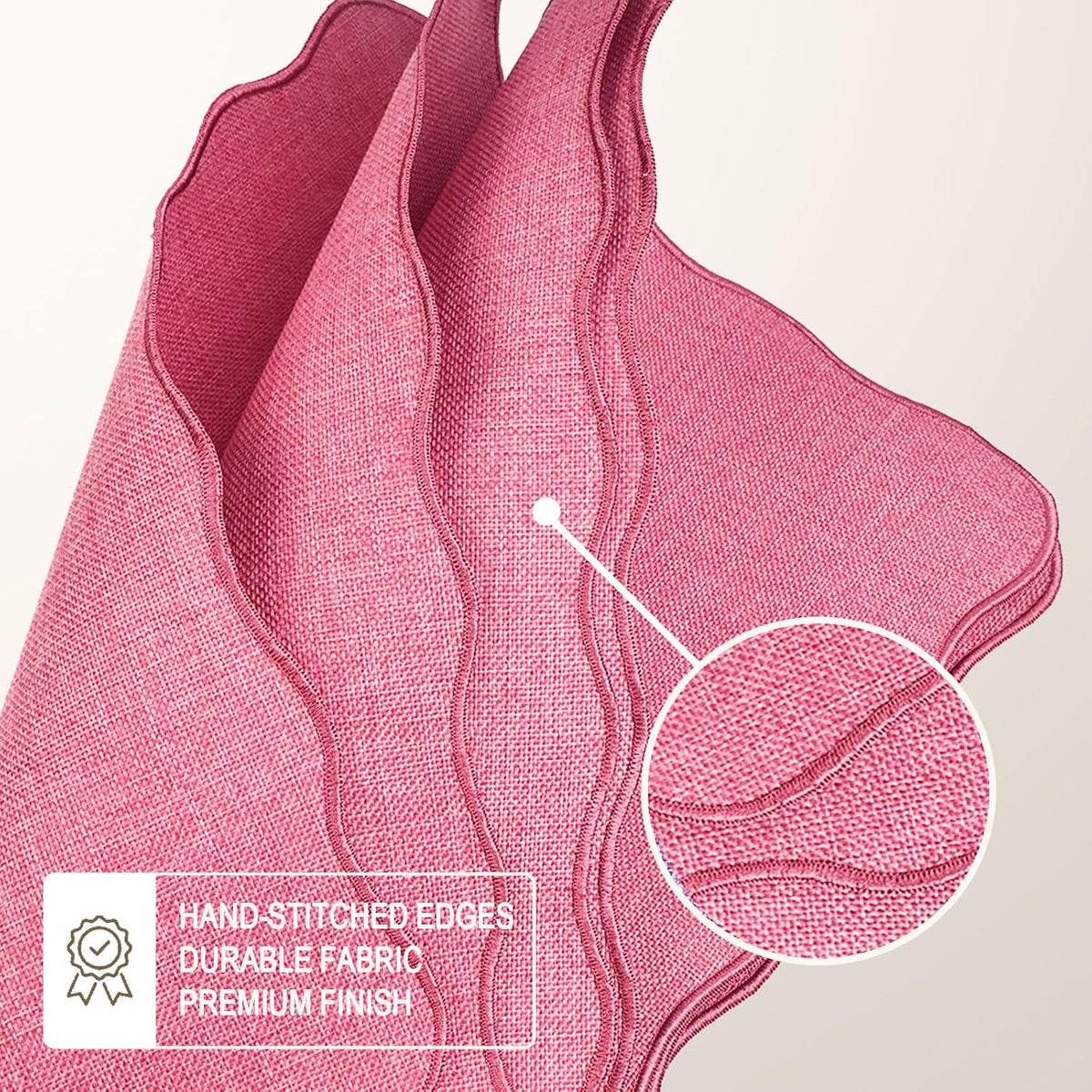Faux Linen Placemats Set of 6 Heat Resistant Non-Slip Stain Proof Table Mats for Kitchen Dining Elegant Decor Place Mats (Pink)