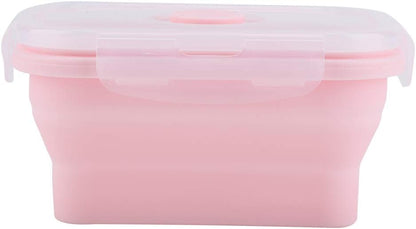Portable Silicone Lunch Box Folding and Microwave Safe Food Container 1200ml Capacity Lightweight and Stackable Design for Office Camping and Hiking (500ML)