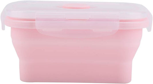 Portable Silicone Lunch Box Folding and Microwave Safe Food Container 1200ml Capacity Lightweight and Stackable Design for Office Camping and Hiking (500ML)