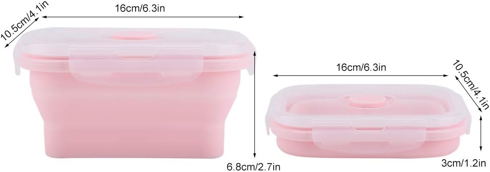 Portable Silicone Lunch Box Folding and Microwave Safe Food Container 1200ml Capacity Lightweight and Stackable Design for Office Camping and Hiking (500ML)