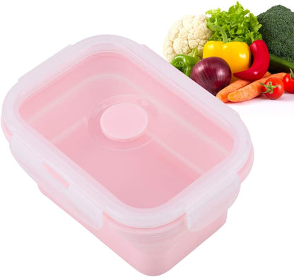 Portable Silicone Lunch Box Folding and Microwave Safe Food Container 1200ml Capacity Lightweight and Stackable Design for Office Camping and Hiking (500ML)