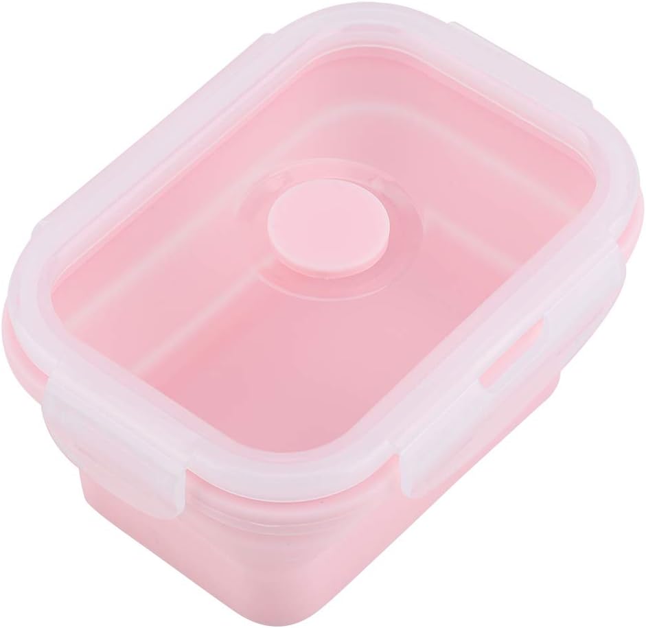 Portable Silicone Lunch Box Folding and Microwave Safe Food Container 1200ml Capacity Lightweight and Stackable Design for Office Camping and Hiking (500ML)