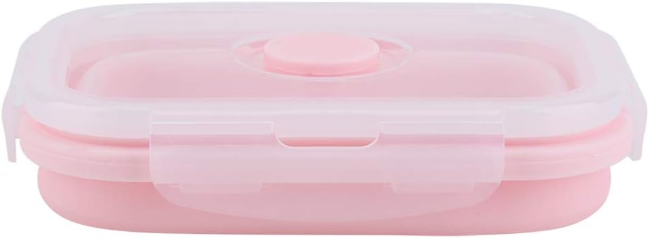 Portable Silicone Lunch Box Folding and Microwave Safe Food Container 1200ml Capacity Lightweight and Stackable Design for Office Camping and Hiking (500ML)