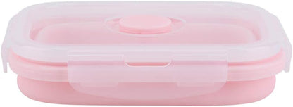 Portable Silicone Lunch Box Folding and Microwave Safe Food Container 1200ml Capacity Lightweight and Stackable Design for Office Camping and Hiking (500ML)