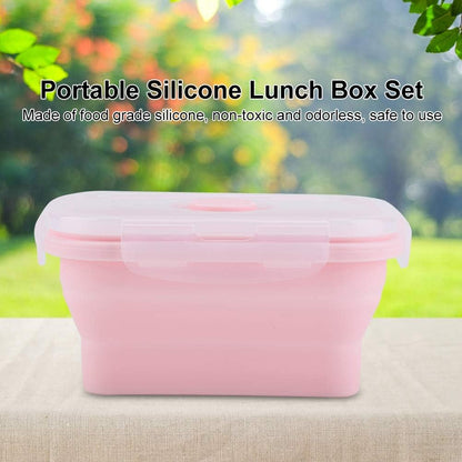 Portable Silicone Lunch Box Folding and Microwave Safe Food Container 1200ml Capacity Lightweight and Stackable Design for Office Camping and Hiking (500ML)