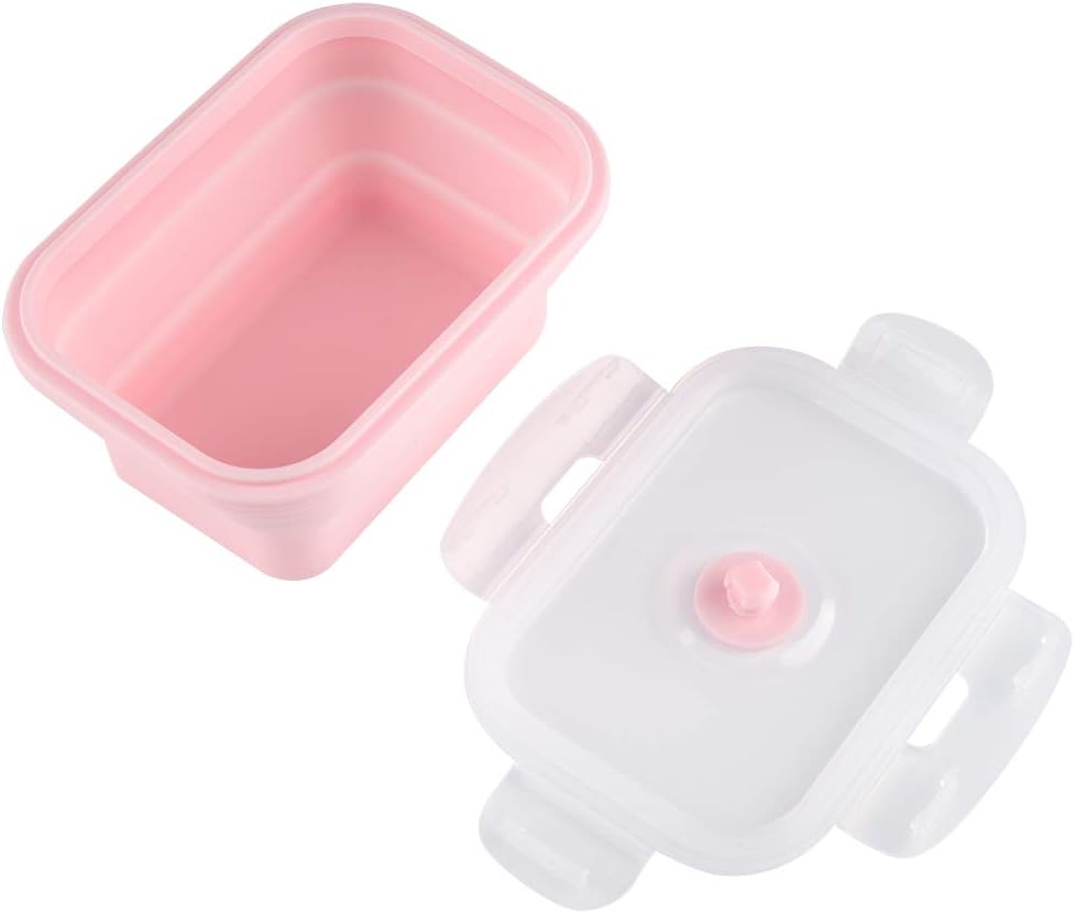 Portable Silicone Lunch Box Folding and Microwave Safe Food Container 1200ml Capacity Lightweight and Stackable Design for Office Camping and Hiking (500ML)