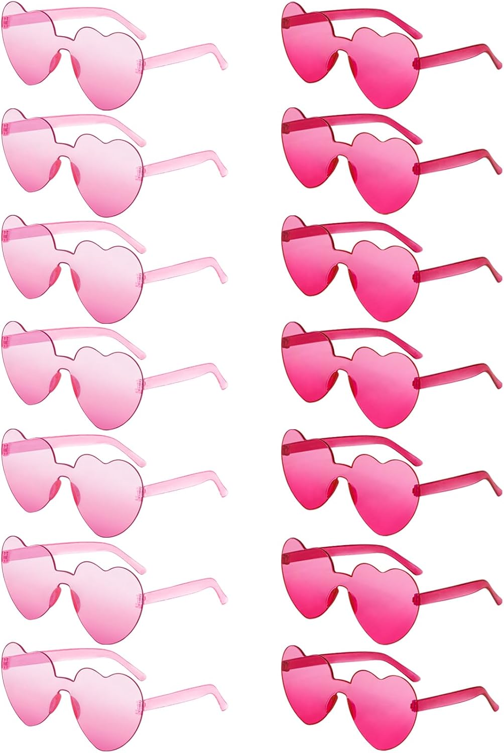 14/42 Pack Heart Sunglasses for Women, Fun Cute Rimless Transparent Candy Color Heart Glasses Party Favors