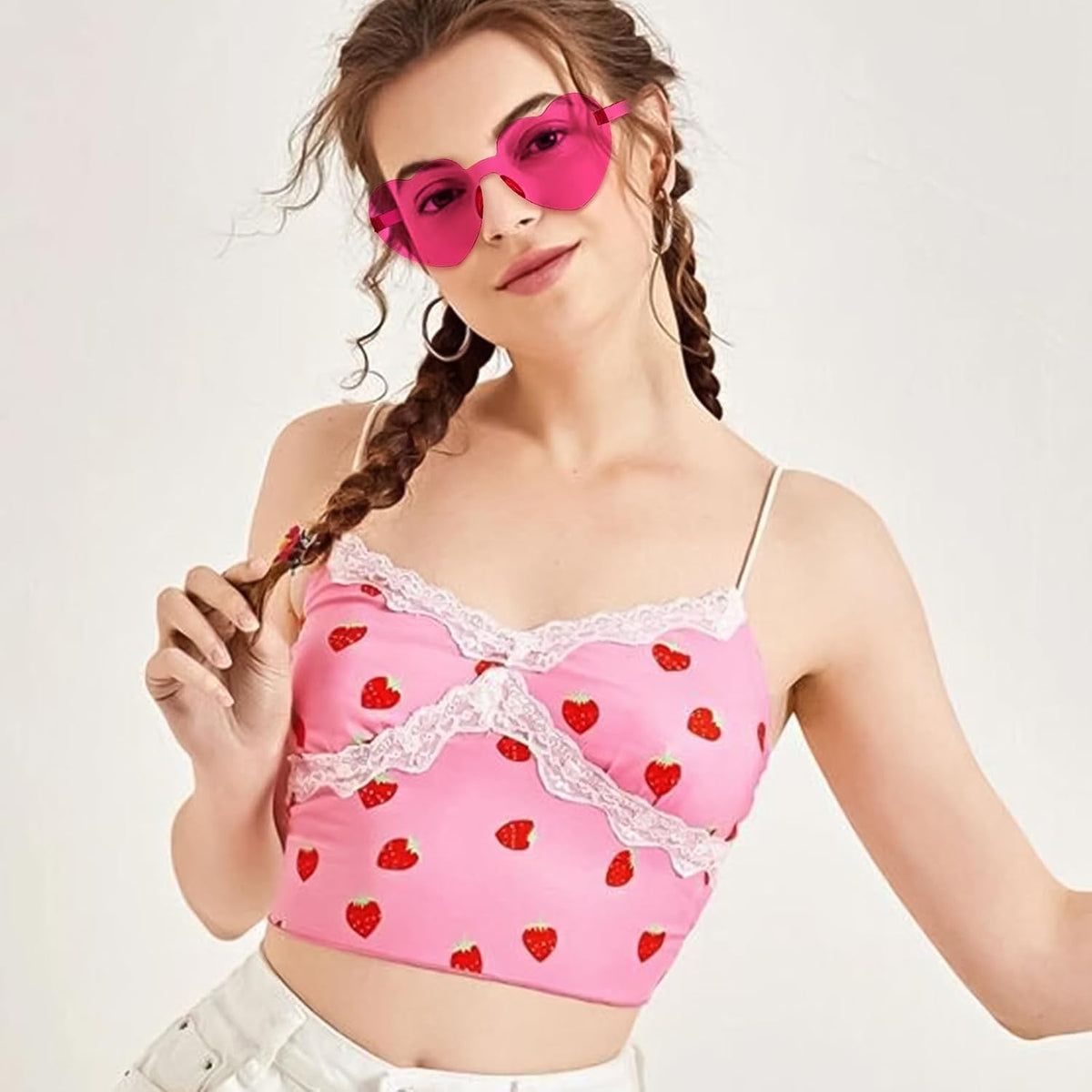 14/42 Pack Heart Sunglasses for Women, Fun Cute Rimless Transparent Candy Color Heart Glasses Party Favors