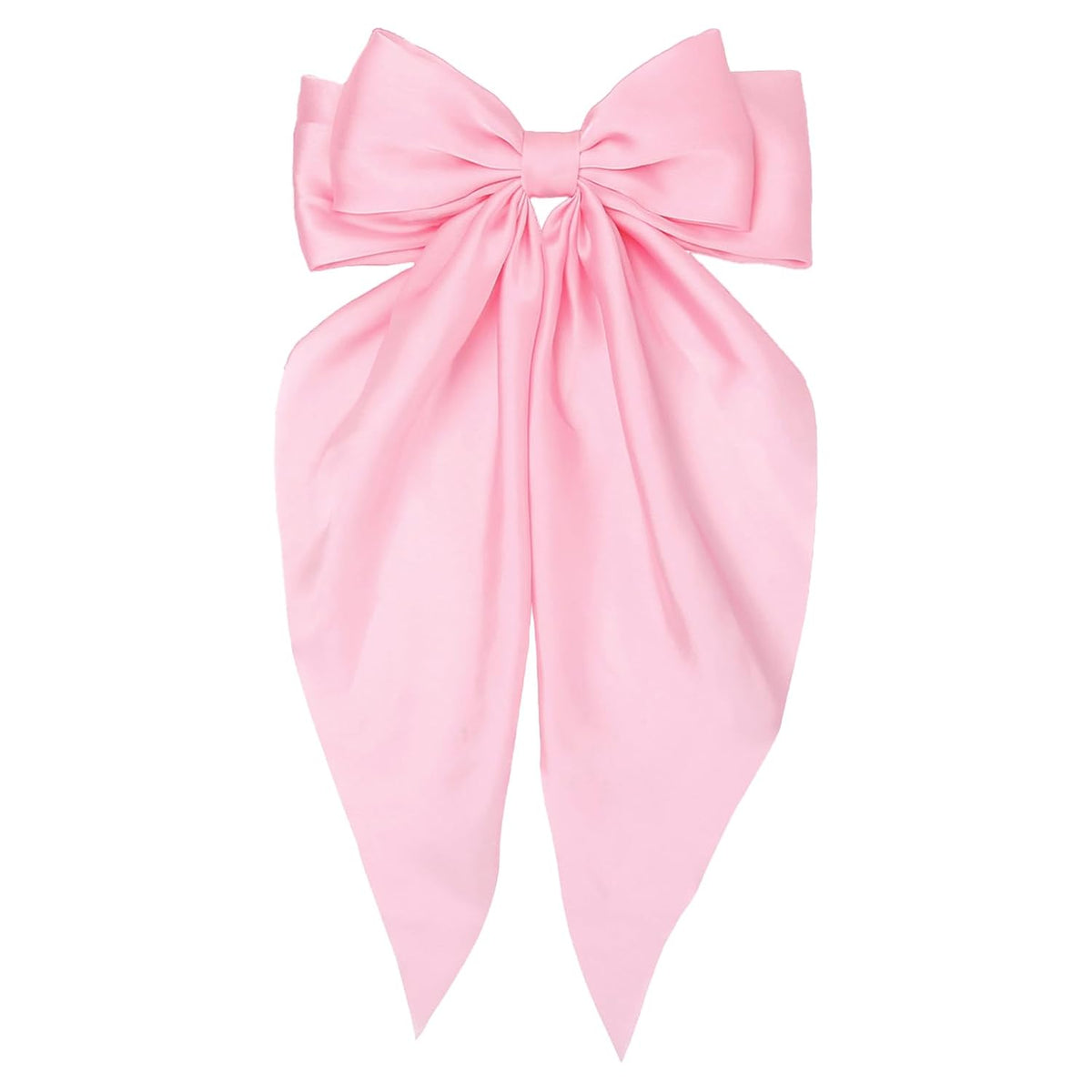 Pink Hair Bow for Women Girls, Valentine Big Satin Bow Clip with Long Tail Light Pink Hair Accessories