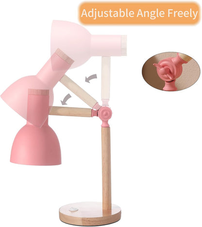 Adjustable Wooden Arm Desk Lamp, Metal Shade Table Lamp