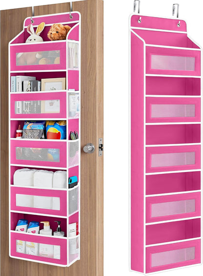 Over the Door Organizer for Bedroom, Bathroom, 5 Shelf Rose Pink