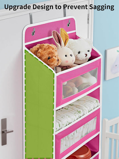 Over the Door Organizer for Bedroom, Bathroom, 5 Shelf Rose Pink