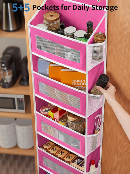 Over the Door Organizer for Bedroom, Bathroom, 5 Shelf Rose Pink