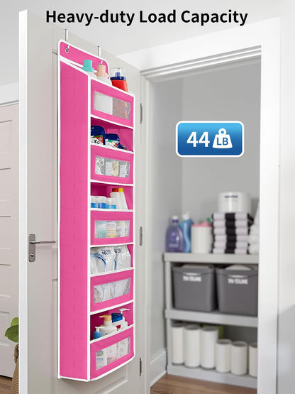 Over the Door Organizer for Bedroom, Bathroom, 5 Shelf Rose Pink