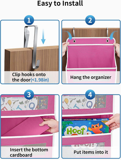 Over the Door Organizer for Bedroom, Bathroom, 5 Shelf Rose Pink