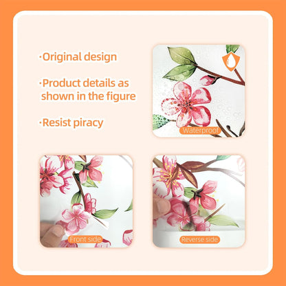 Large Cherry Blossom Wall Decals - Pink Flower Tree Wall Stickers for Girls Kids Bedroom Nursery Living Room TV Wall Decor (H: 45 Inch)