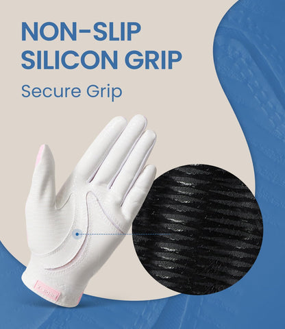 Golf Gloves with Silicon Grip(Pink)