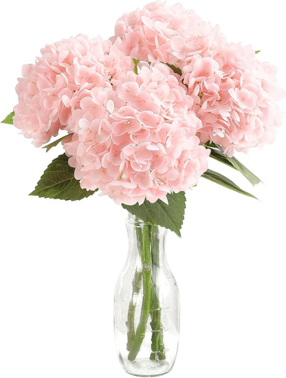4 Pcs Real Touch Blush Pink Hydrangea Artificial Flowers, 20" Full Faux Hydrangea Flowers Fake Flowers for Home Decor Party Floral Arrangements Wedding Bouquets Centerpieces Decorations
