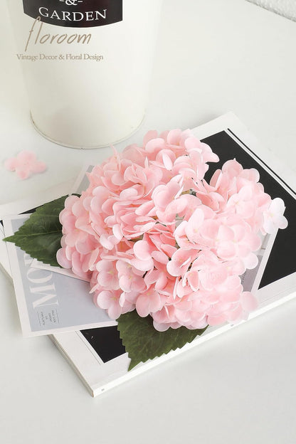 4 Pcs Real Touch Blush Pink Hydrangea Artificial Flowers, 20" Full Faux Hydrangea Flowers Fake Flowers for Home Decor Party Floral Arrangements Wedding Bouquets Centerpieces Decorations