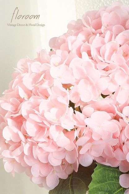 4 Pcs Real Touch Blush Pink Hydrangea Artificial Flowers, 20" Full Faux Hydrangea Flowers Fake Flowers for Home Decor Party Floral Arrangements Wedding Bouquets Centerpieces Decorations