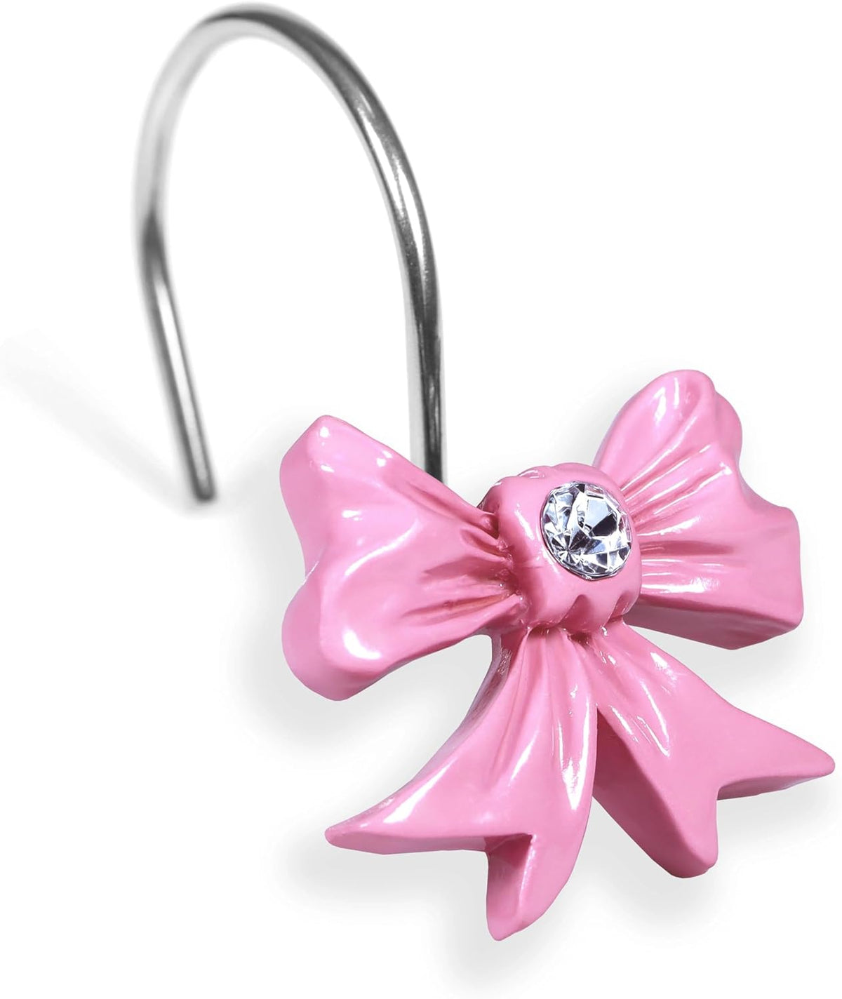 Pink Bow Shower Curtain Hooks: Decorative Bathroom Curtain Rings, 12Pcs