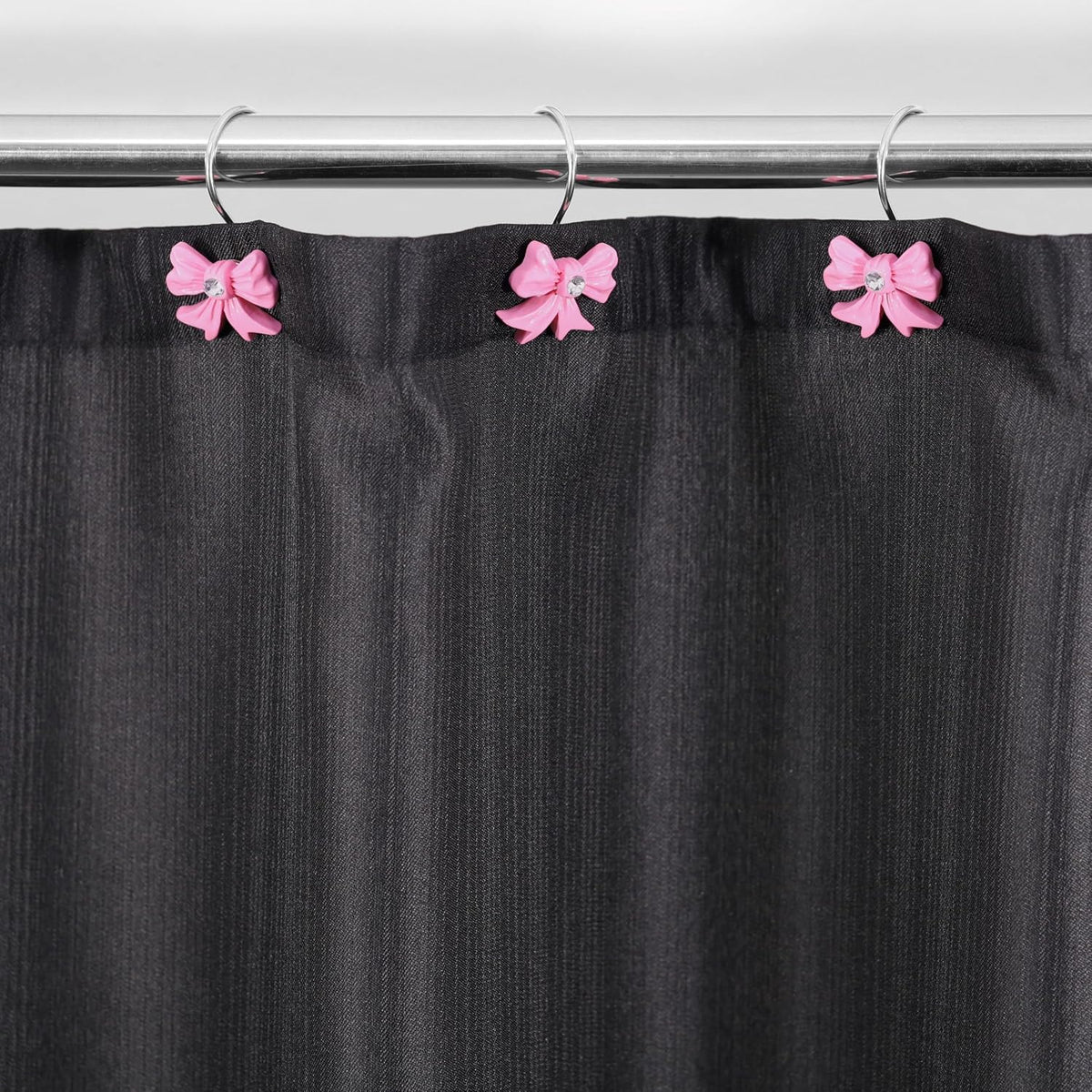 Pink Bow Shower Curtain Hooks: Decorative Bathroom Curtain Rings, 12Pcs
