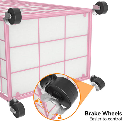 Rolling Laundry Basket, Metal Wire Frame Laundry Hamper with Wheels