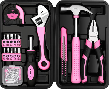 86PCS Pink Tool Set Household DIY Tool Kit for Women with Storage Toolbox, Small Compact Hand Tool Box Set for Home Use, DIY, Apartment, Office & Home Repair
