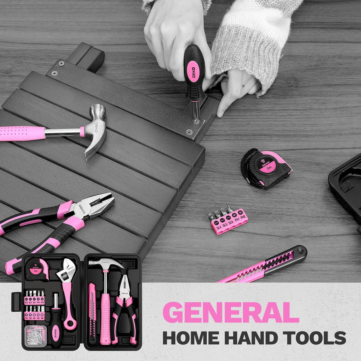 86PCS Pink Tool Set Household DIY Tool Kit for Women with Storage Toolbox, Small Compact Hand Tool Box Set for Home Use, DIY, Apartment, Office & Home Repair
