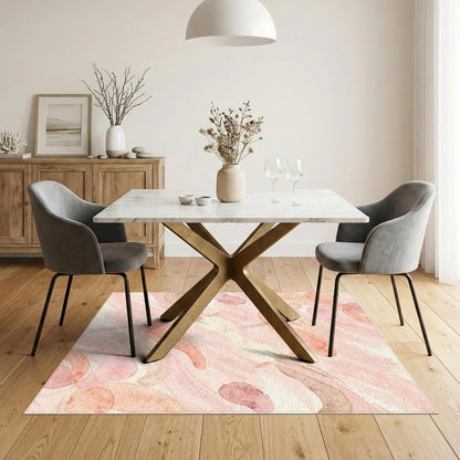 5'x7' Washable Abstract Abstract Area Rug, Blush Pink Non-Shedding Pet Friendly Carpet for Small Living Room, Playroom, Bedroom, Easy Care Kids Safe Mat | Ref:2109806