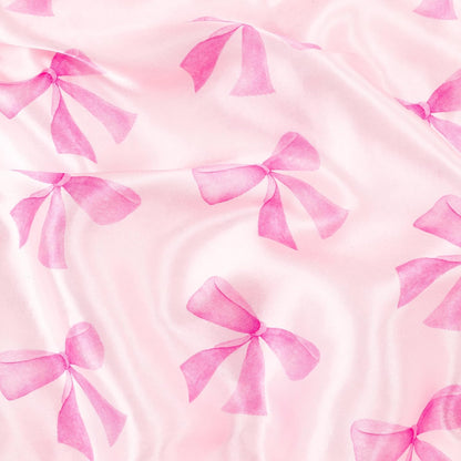 Pink Bow Satin Pillowcase for Hair & Skin Care, Standard Size Set of 2 - Luxurious Satin Pillow Cover with Envelope Closure(20x26 Inches)