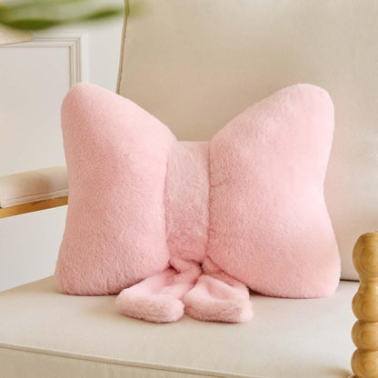Bowknot Pillow Pink Cute Bow Decorative Throw Pillows 12" Aesthetic Home Decor Bow Cushions Butterfly Knot Plush Pillow for Bedroom Couch